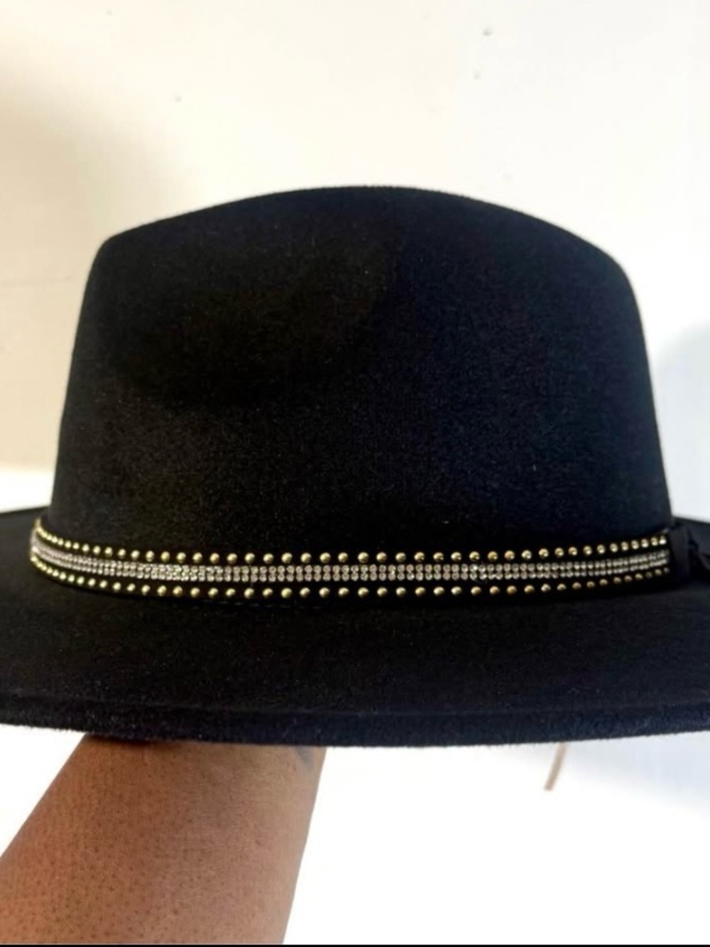 Jessica Simpson Black Fedora with Gold Accent Band
